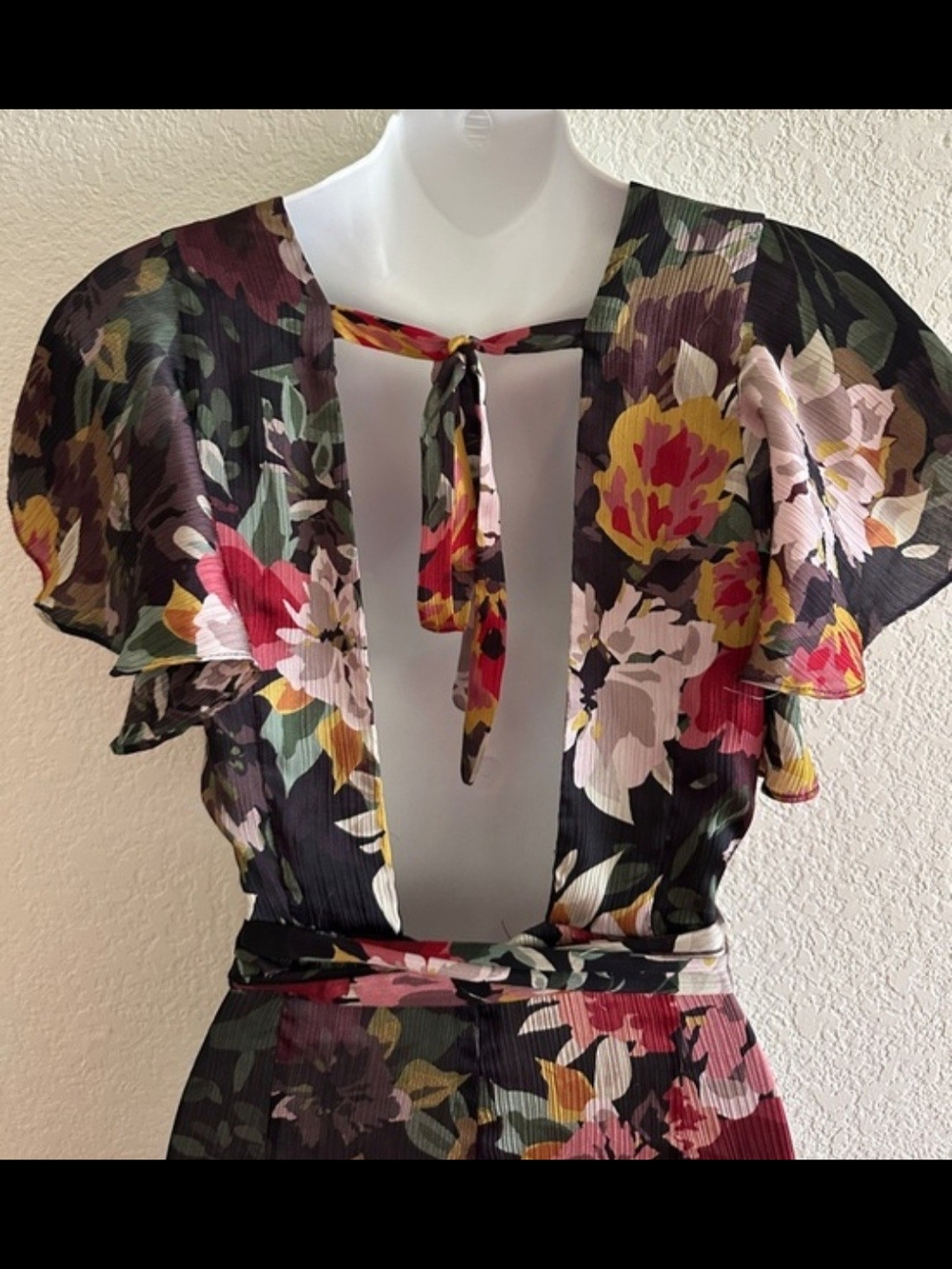 Zara Black Floral Wide Leg Jumpsuit - Picture 2 of 5